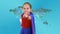 Young girl superhero flies