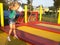 Young girl on trampoline