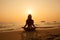 Young girl on a tropical beach at sunset. Summer vacation conce