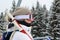 Young girl using cable car, ski resort Kopaonik