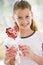 Young girl on Valentine\'s Day with love balloon