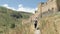 Young girl walking and see Khertvisi fortress - Georgia