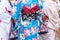 Young girl wearing Japanese kimono standing in front of Sensoji Temple in Tokyo, Japan. Kimono is a Japanese traditional garment.