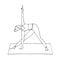 Young girl in yoga pose-triangle pose. Indian culture. Gymnastics, healthy lifestyle. Trikonasana. Doodle style. Black and white