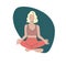 Young girl yoga posing. Flat style illustration. Blond