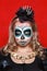 Young girls with appliance make-up in the style of Halloween