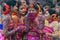 Young girls dancing at Holi / spring festival