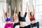 Young girls engaged in stretching at the gym. The concept of sports, dance, yoga and healthy lifestyle.