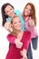 Young girls gesturing thumb up sign