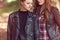 Young girls wearing leather jackets