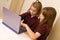 Young girls working on a laptop computer