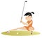 Young golfer woman on the golf course illustration