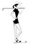 Young golfer woman on the golf course isolated illustration