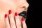 Young gothic beautiful woman with red nails