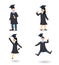 A young graduate man and woman. Set of cartoon charcters illustration