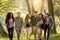 Young group of hikers having fun while travelling