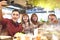 Young Group taking selfie in the restaurant