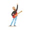 Young guitarist playing on electric guitar vector Illustration