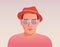 Young Guy in the hat full-face portrait. Hipster Men Guy Cartoon illustration