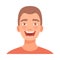 Young guy is laughing. Vector illustration in cartoon style.