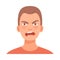 Young guy screams in anger. Vector illustration in cartoon style.