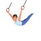 Young guy training on rings apparatus. Artistic gymnastics. Individual Olympic sport. Cartoon sportsman in gymnast