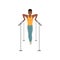 Young gymnast perform on parallel bars. Cartoon character of professional athlete. Olympic sport. Artistic gymnastics
