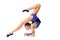 Young gymnast on a white background.