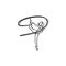 Young gymnast woman with ribbon hand drawn outline doodle icon.
