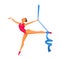 Young gymnast woman with ribbon. Rhythmic Gymnastic female. Olympic athlete. Artistic gymnastics, ballet, yoga, gym