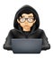 young hacker programmer it specialist coder sitting at a laptop vector illustration