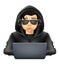 young hacker programmer it specialist coder sitting at a laptop vector illustration