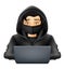 young hacker programmer it specialist coder sitting at a laptop vector illustration