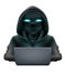 young hacker programmer it specialist coder sitting at a laptop vector illustration