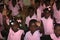 Young Haitian school girls and boys in classroom at school.