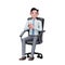 Young handsome businessman sitting in office chair with hand gesture steeple