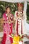 Young handsome Hindu bridal couple in traditional attire with wedding ceremony make up