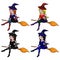 Young happy and attractive witches, vector Halloween collection