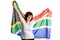 Young happy and cheerful female, south africa flag