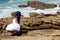 Young happy couple on the beach. Wedding photo.