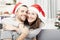 Young happy couple hug and love christmas