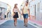 Young happy couple walking in Spain