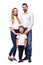 Young Happy family on white background