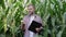 Young happy farmer juggling a head of organic corn