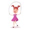 Young happy girl jumping with skipping rope