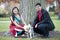 Young Happy Indian Couple Posing With Elephant