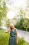 Young Happy Tranquil Woman in Summer Country