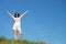 Young happy woman in field