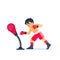Young hardworking boxer learning to blow the punching bag at sport center, effective training process, kid taking up a