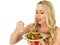 Young Healthy Fit Blonde Haired Woman Eating a Roast Vegetable Salad